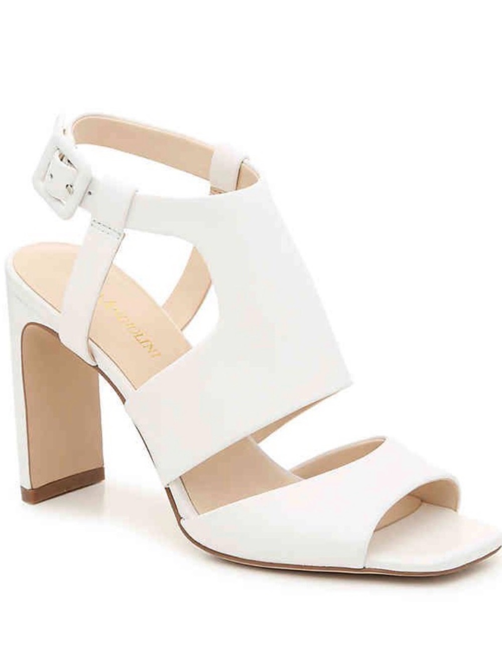 Enzo Angiolini Trudy White Cutout Block Heel Sandals - Picture 2 of 7